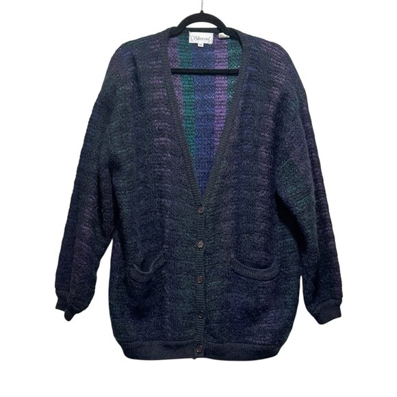 Vintage 90s Oversized Wool Grunge Chunky Grandpa Cardigan Sweater Mens Medium - Picture 2 of 11